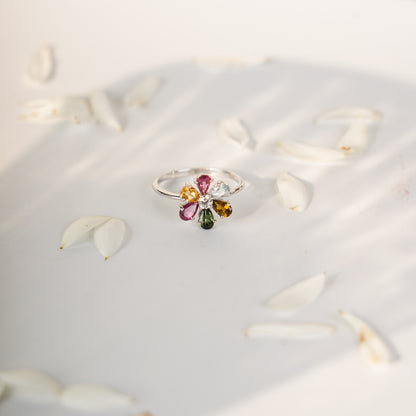 Multi Tourmaline Bloom Ring