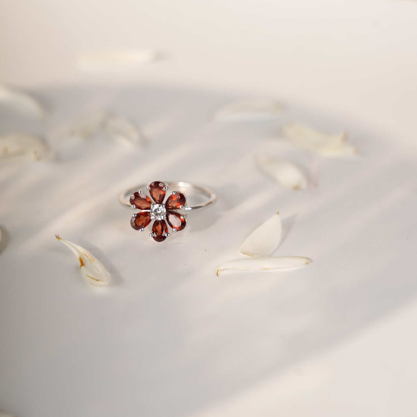 Garnet Bloom Ring