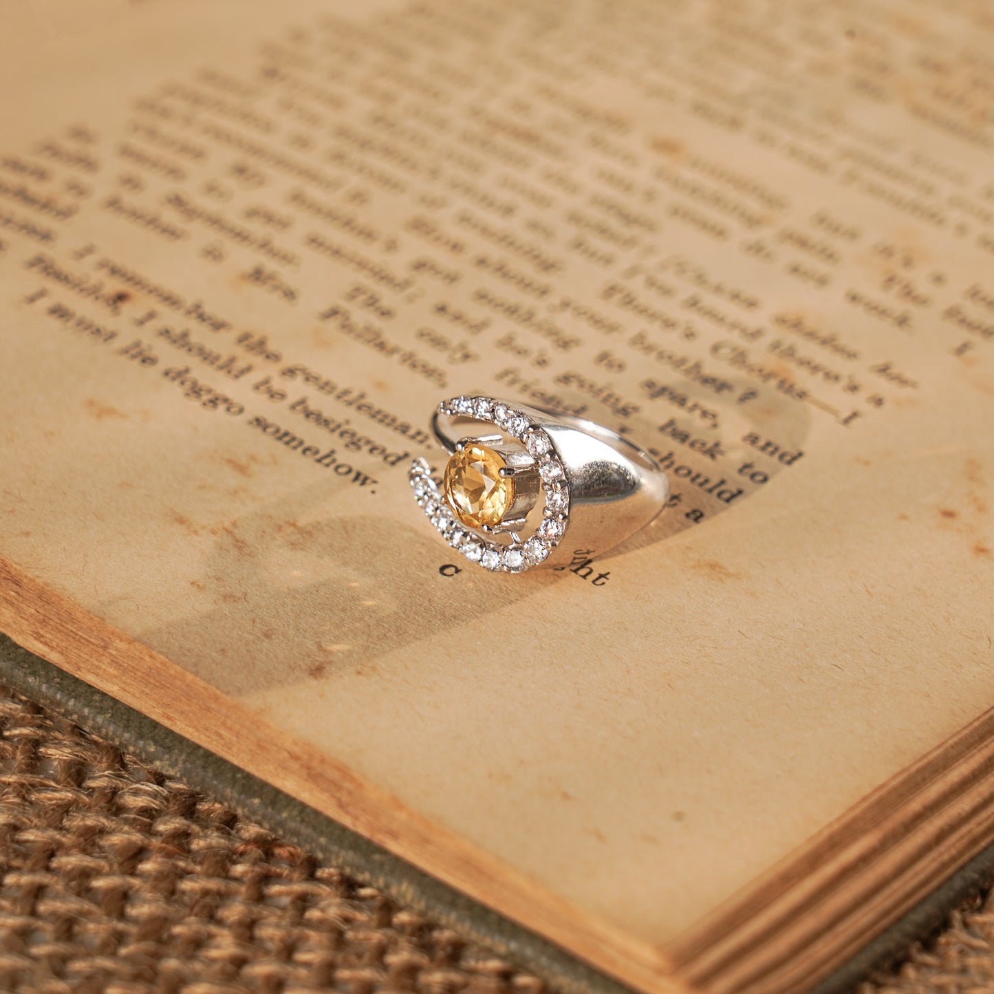 Luna delight citrine moonshine ring