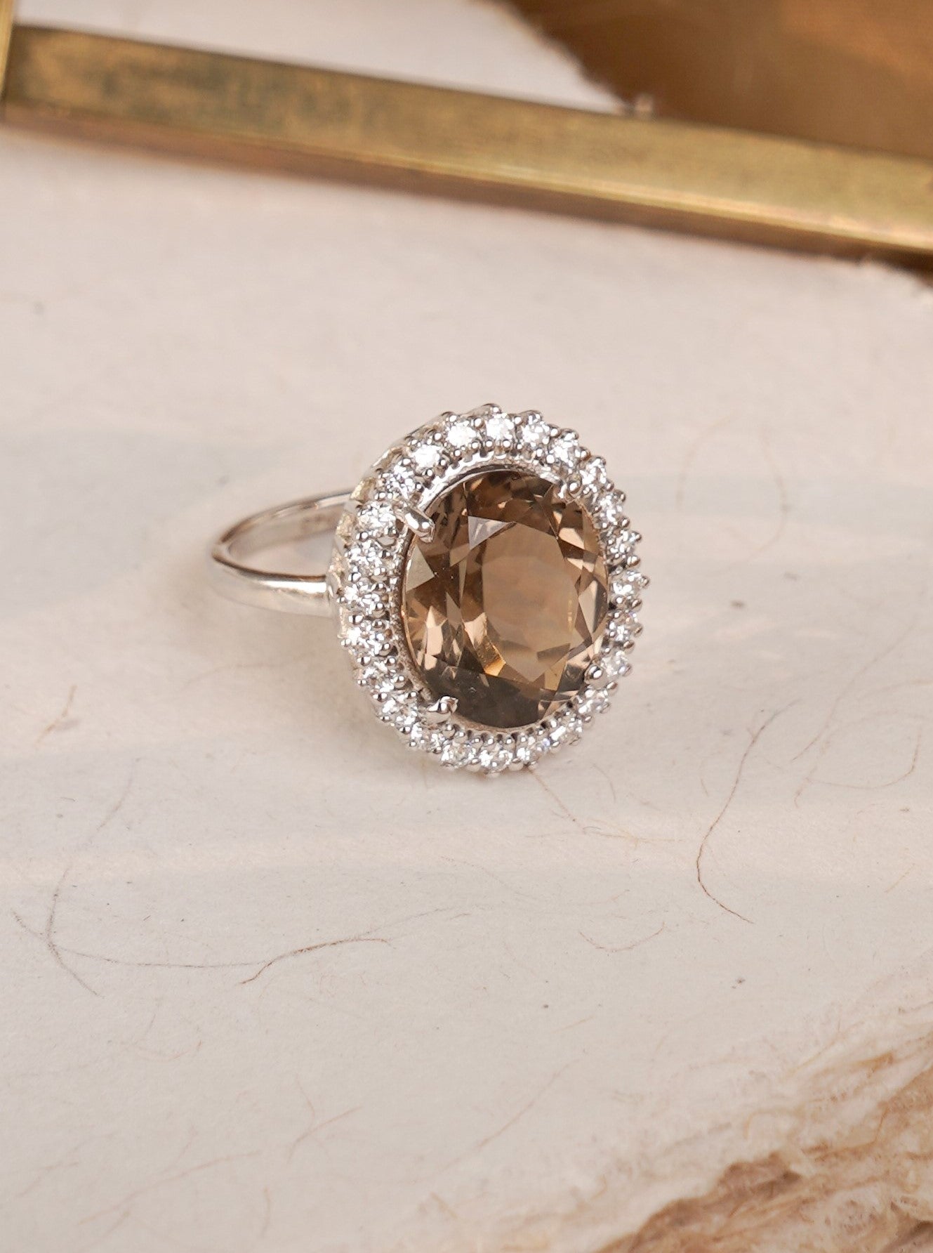 Oval Smoky Statement Ring