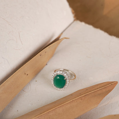 Oval Green Onyx Statement Ring