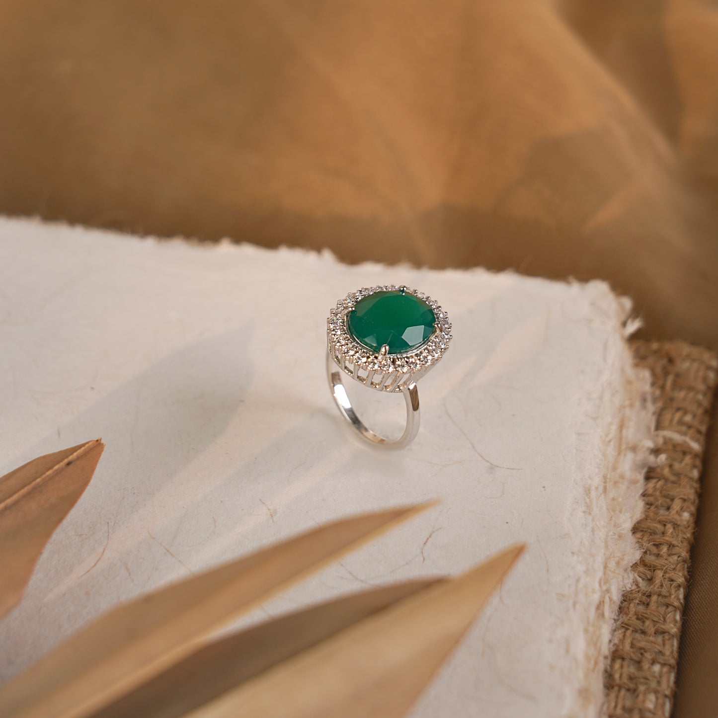 Oval Green Onyx Statement Ring