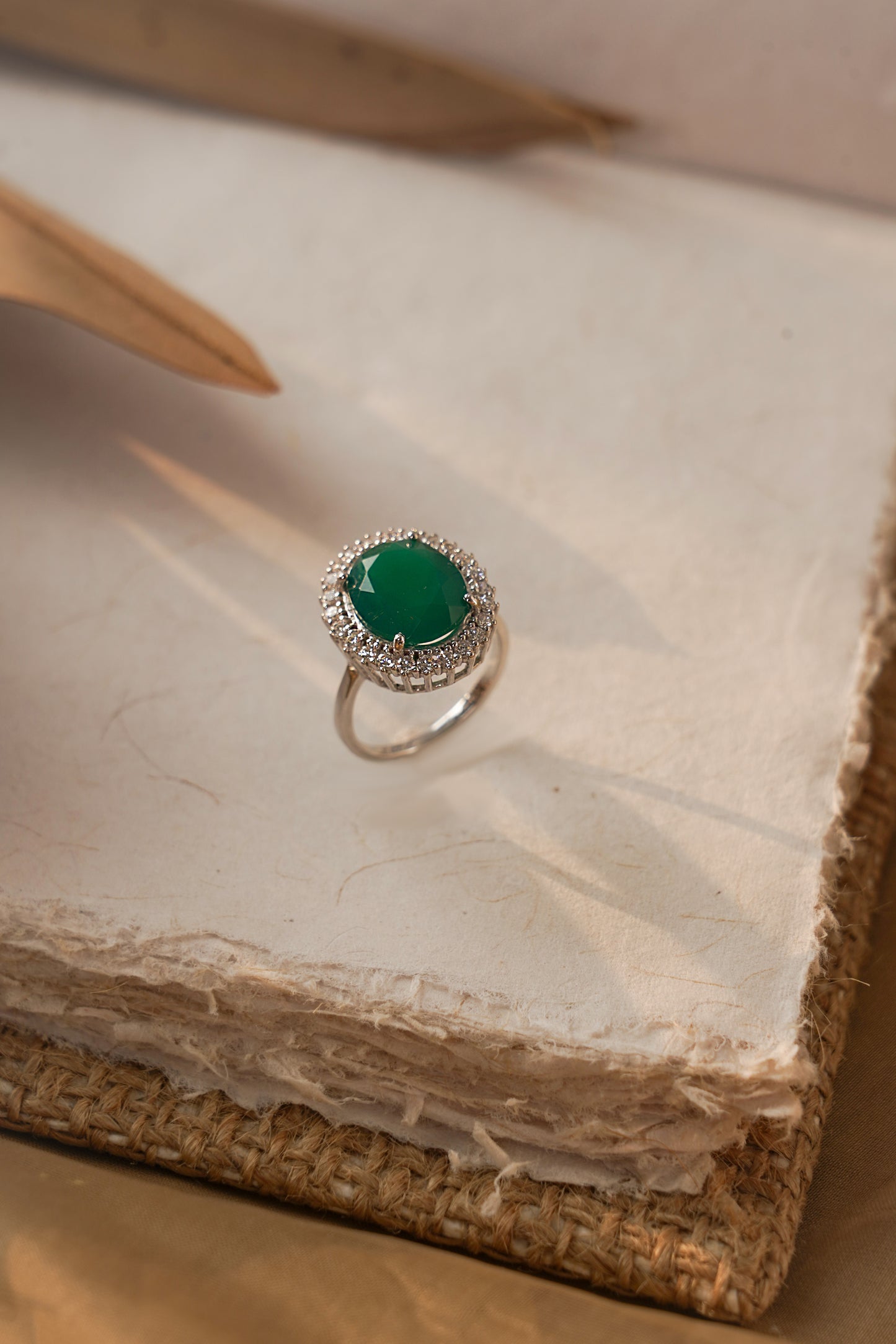 Oval Green Onyx Statement Ring