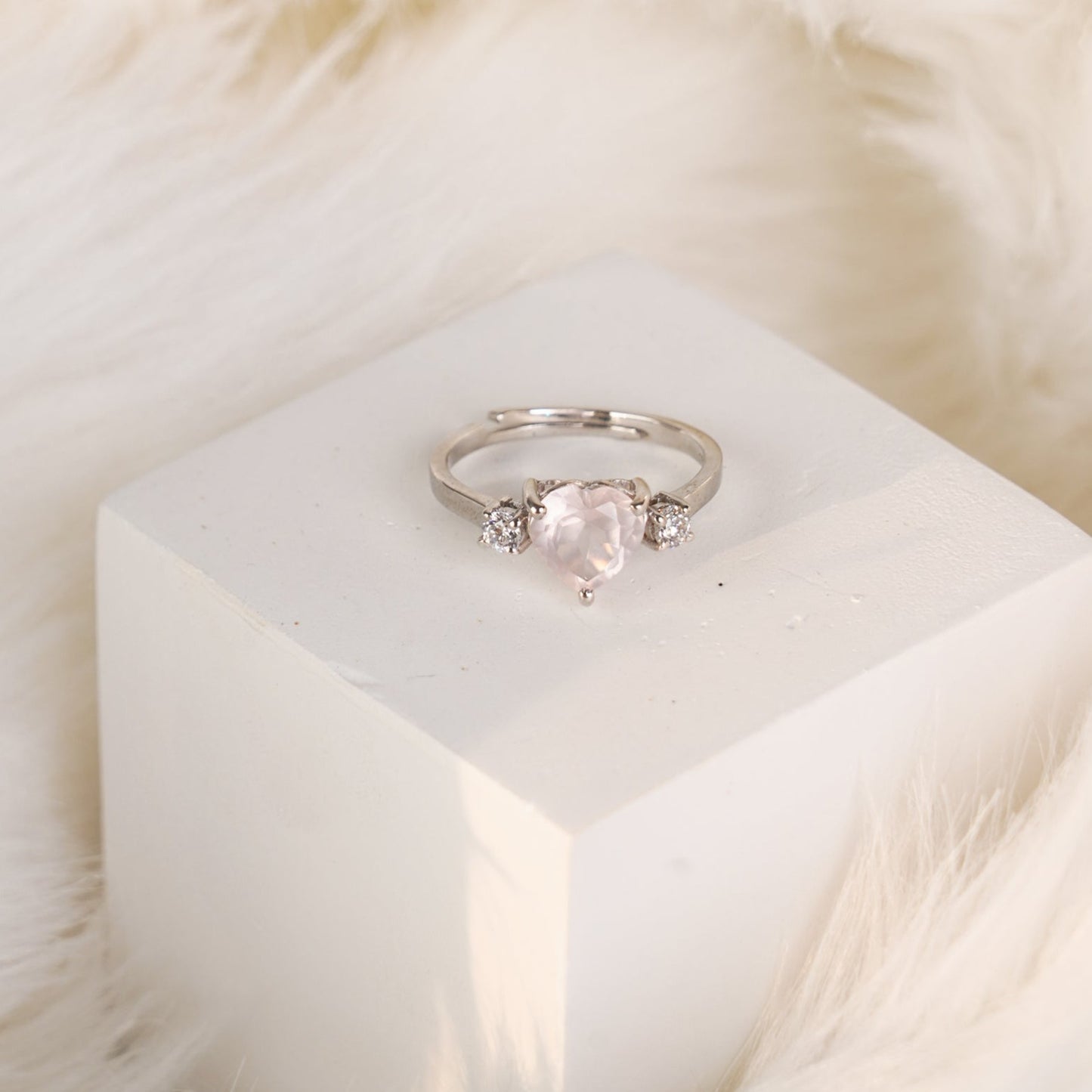 All my Heart Rose Quartz Adjustable ring