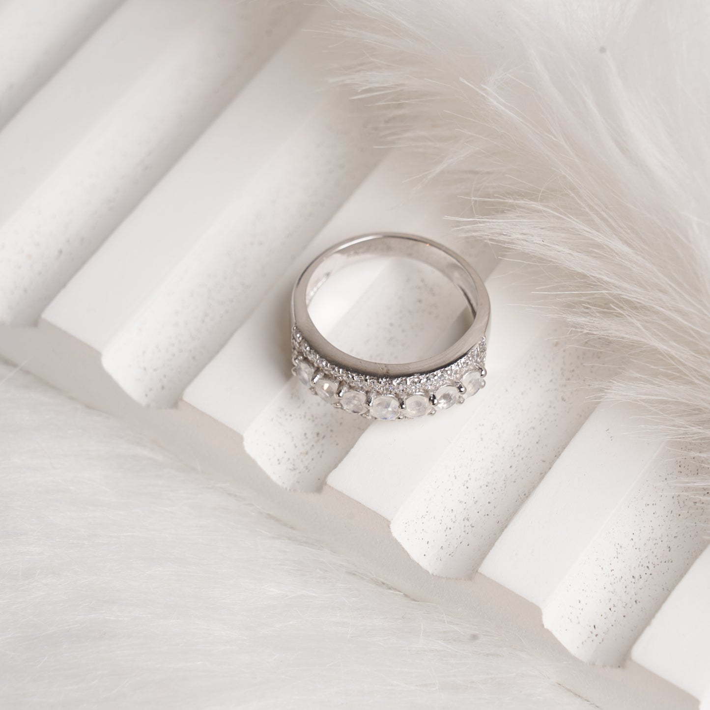 Classic white rainbow band ring