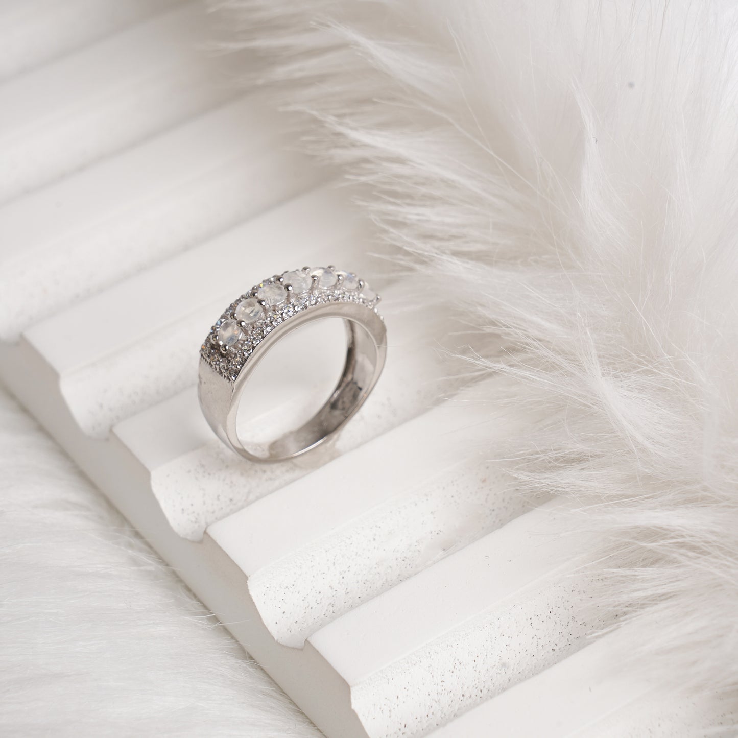 Classic white rainbow band ring