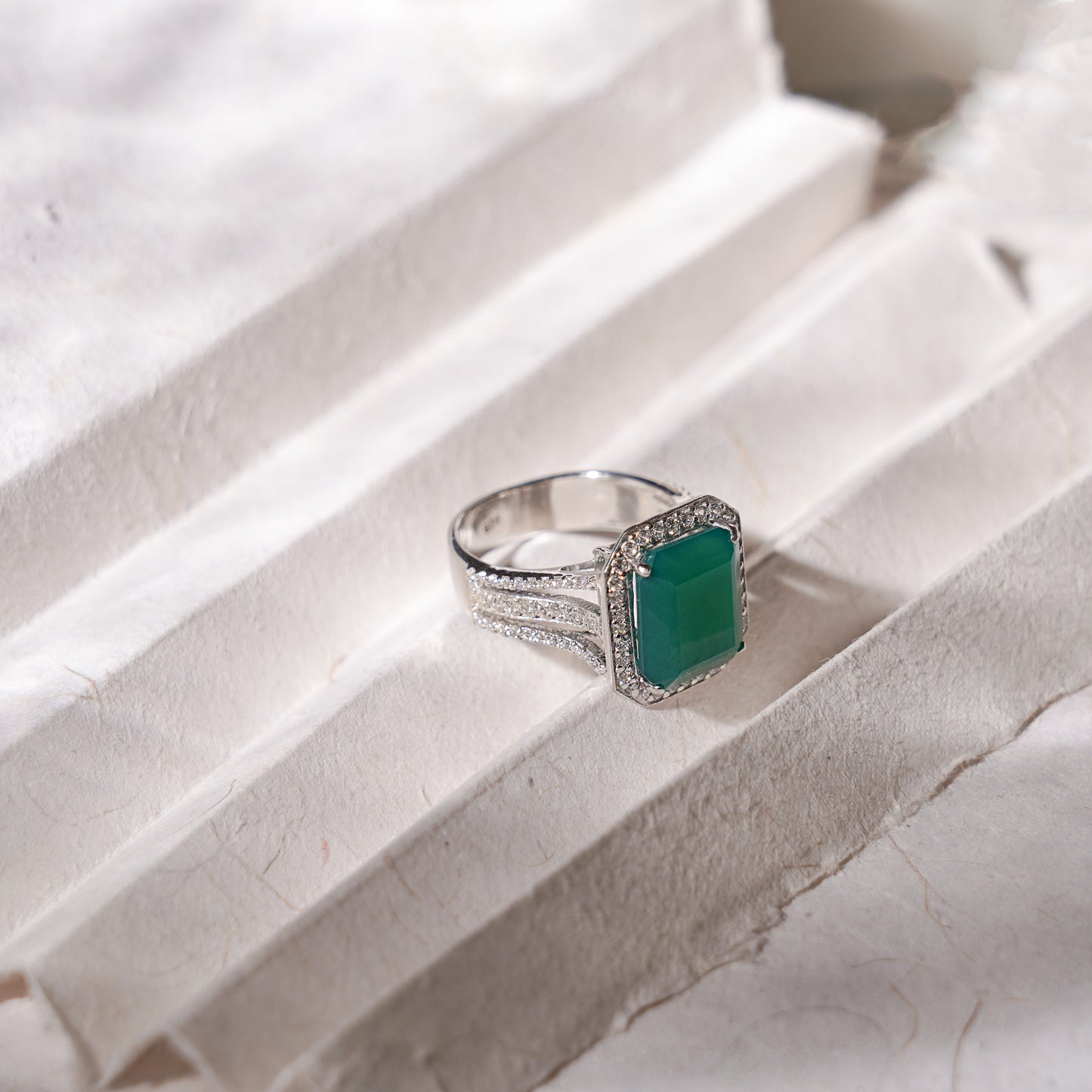 Gleaming green statement ring