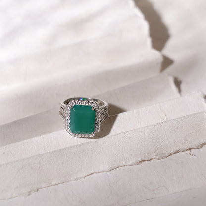 Gleaming Green Onyx Statement Ring