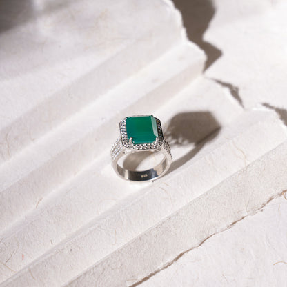 Gleaming Green Onyx Statement Ring