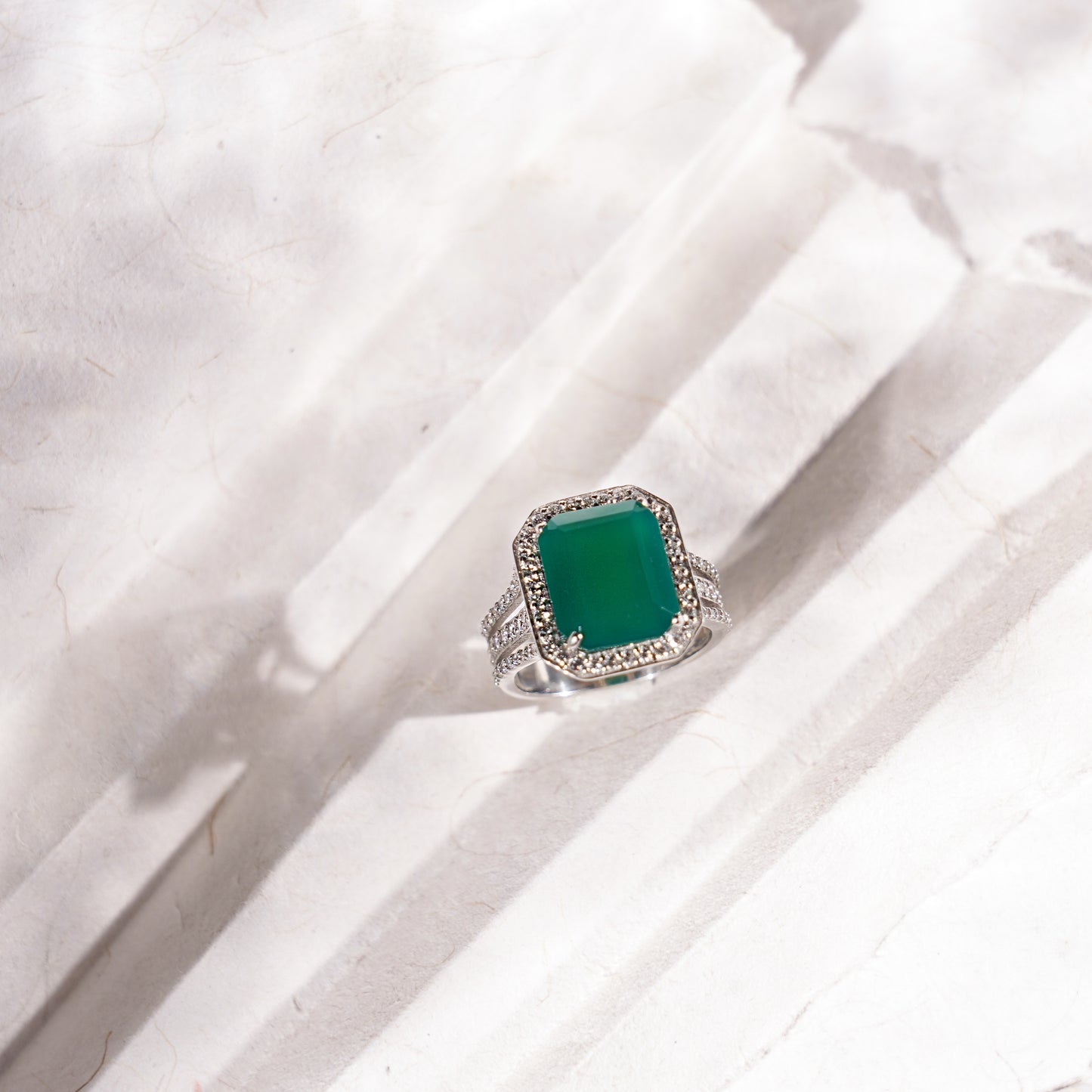 Gleaming green statement ring