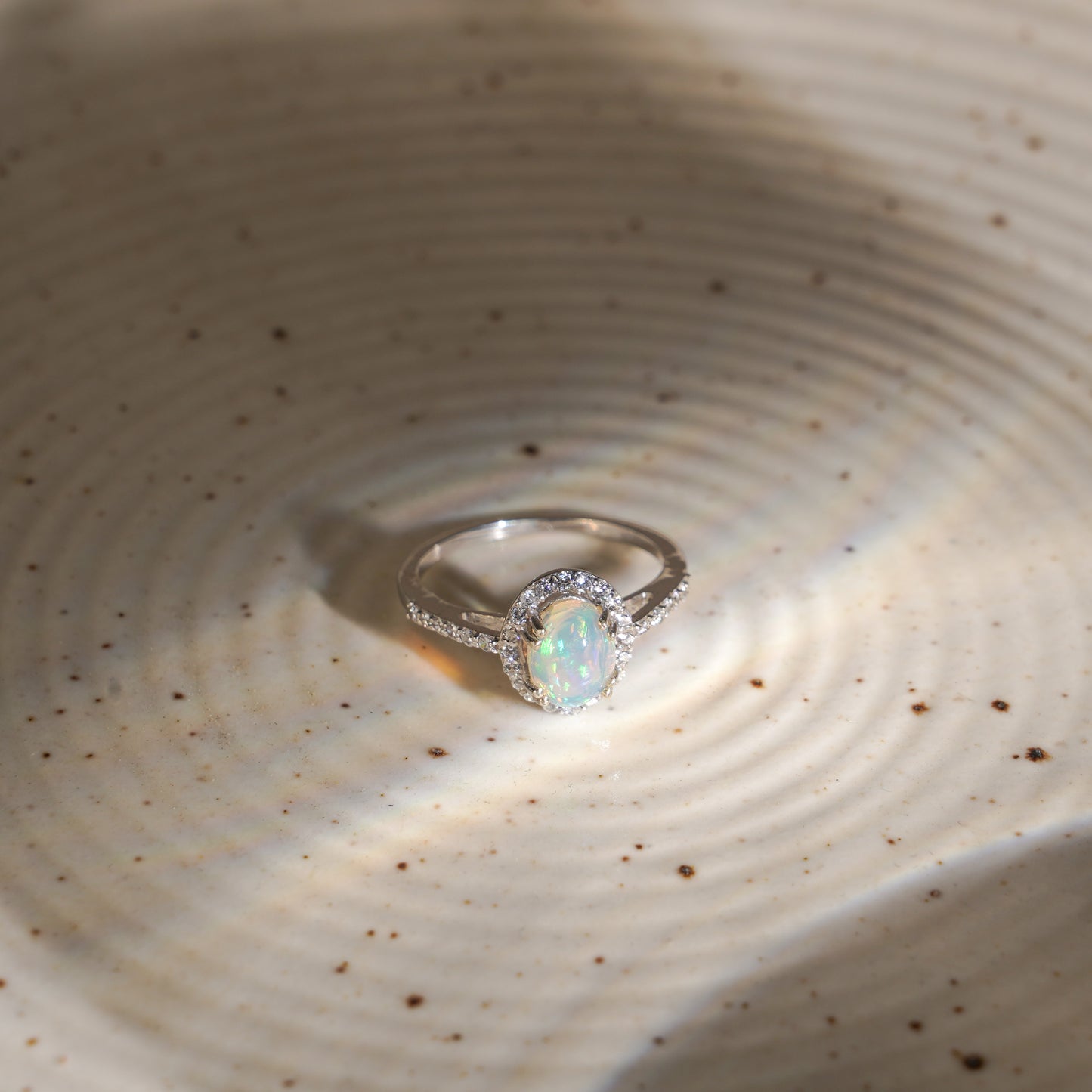 Petite natural ethiopian opal ring