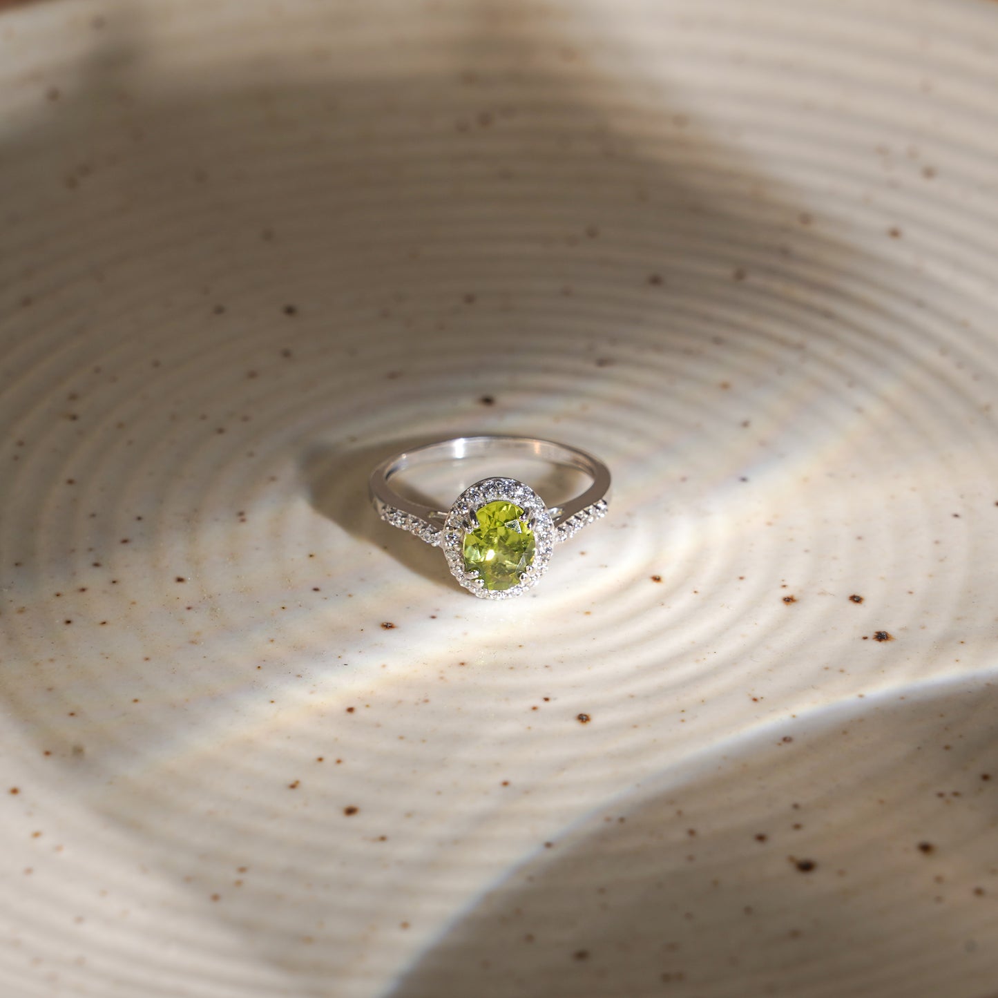 Petite natural peridot ring