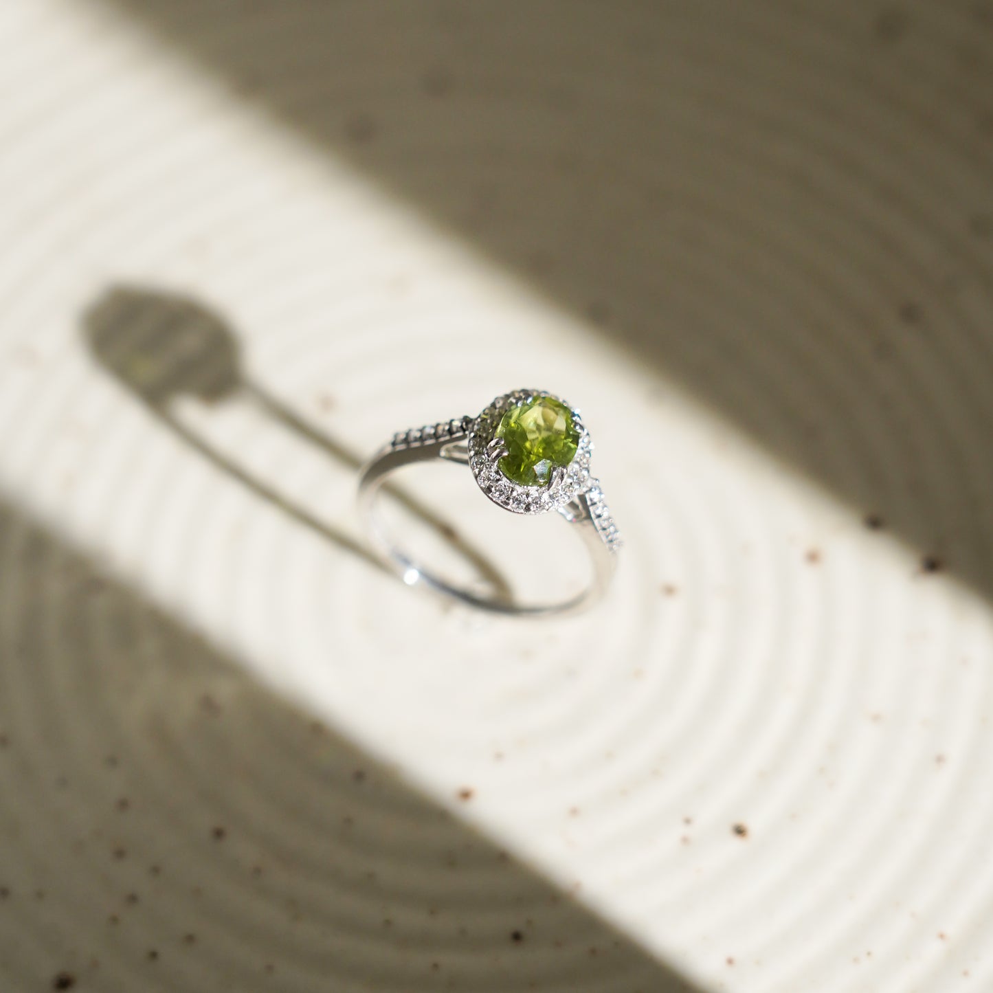 Petite natural peridot ring