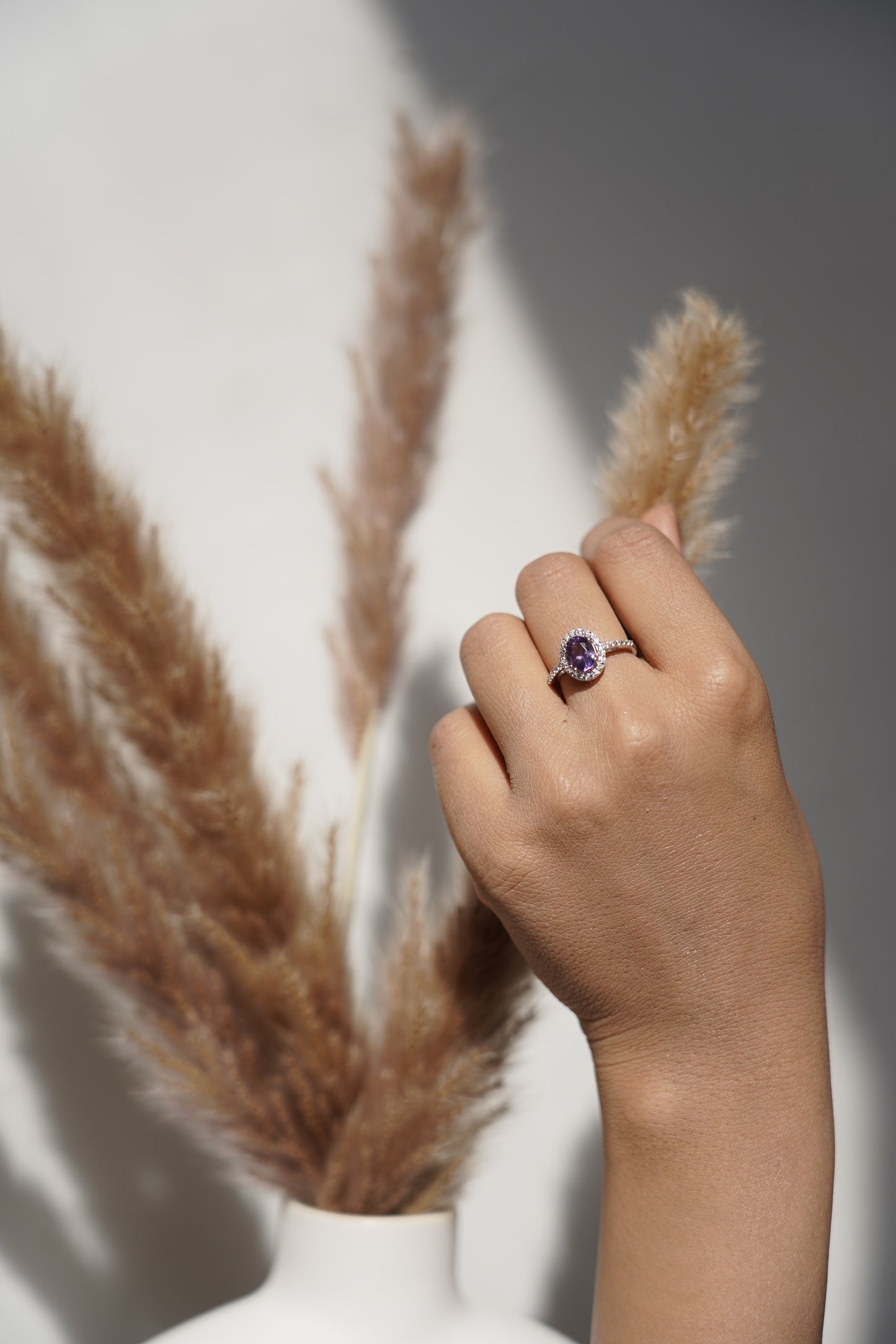 Petite natural amethyst ring