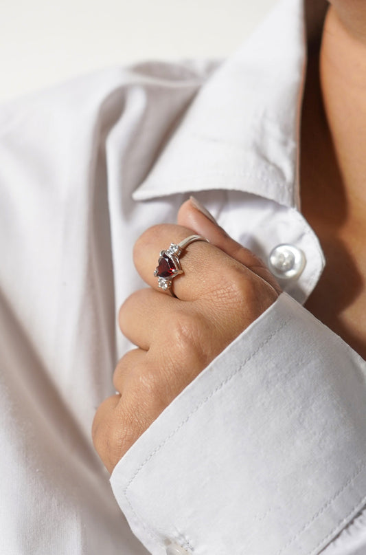 All my heart garnet adjustable ring