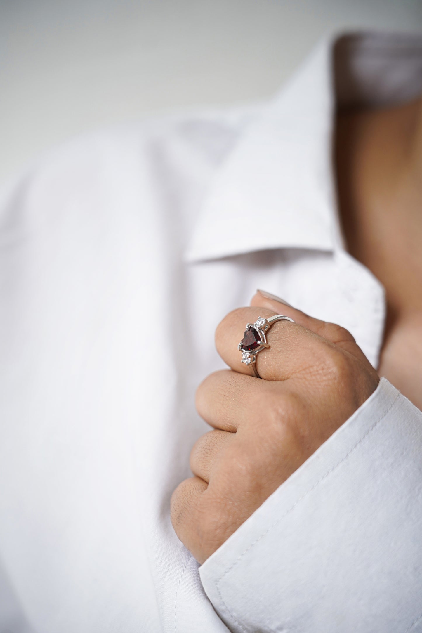 All my heart garnet adjustable ring