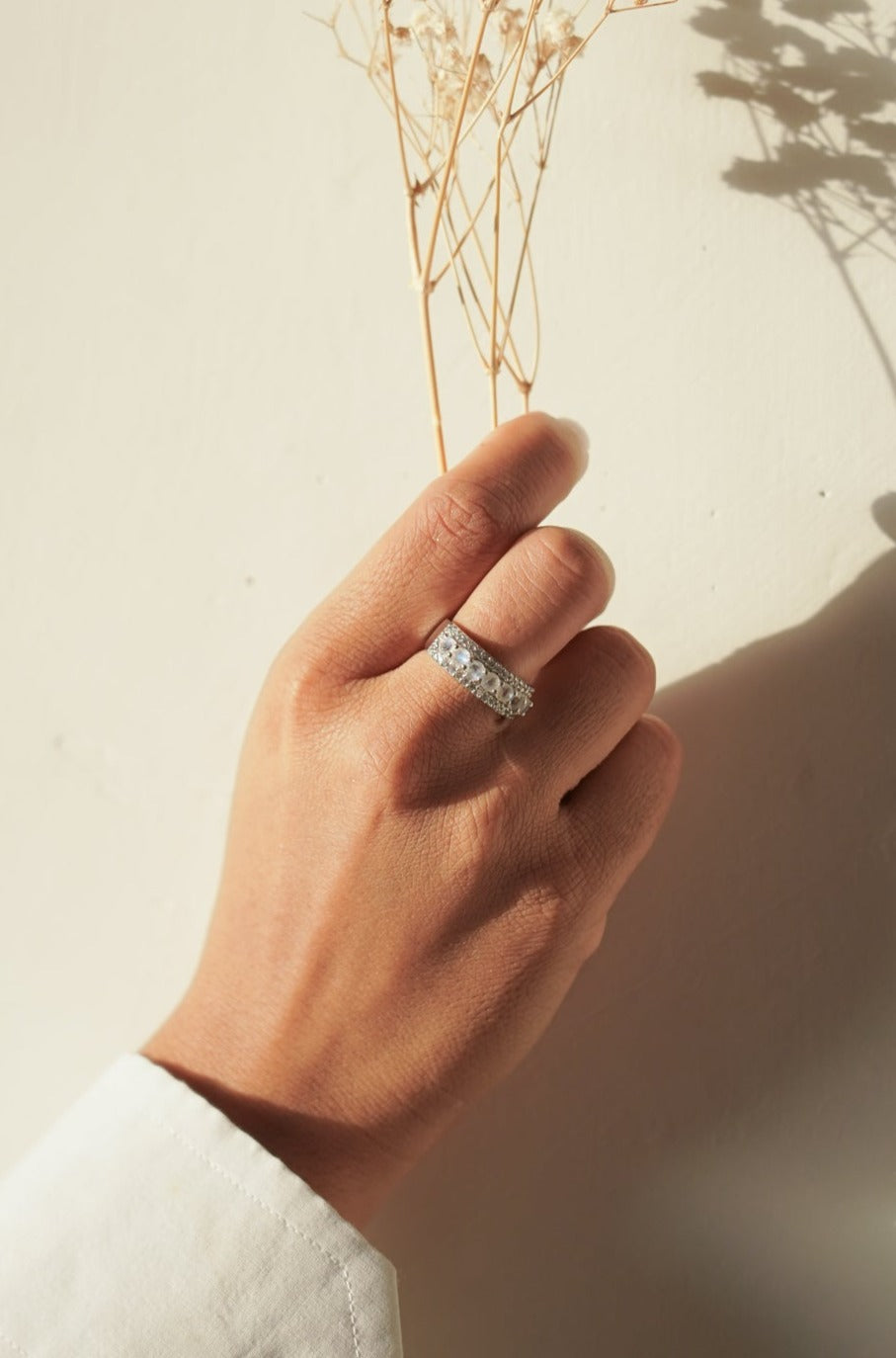 Classic white rainbow band ring