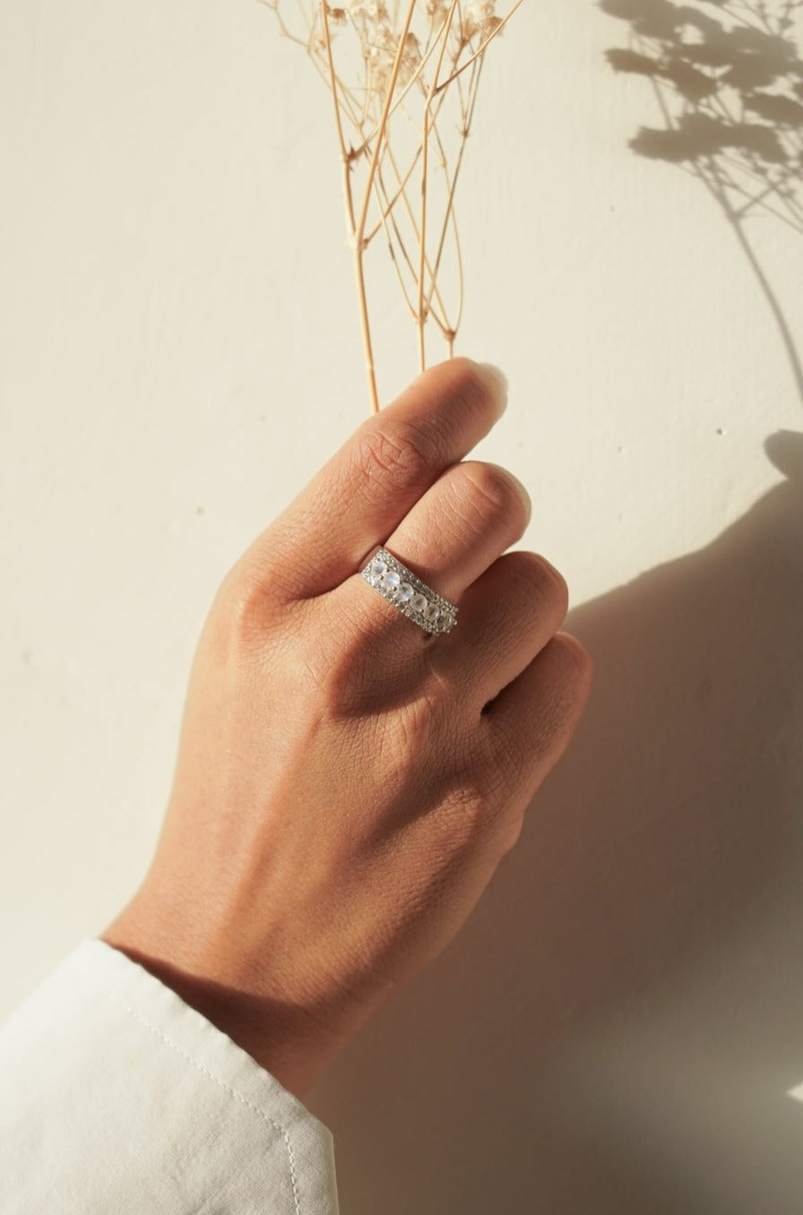 Classic white rainbow band ring