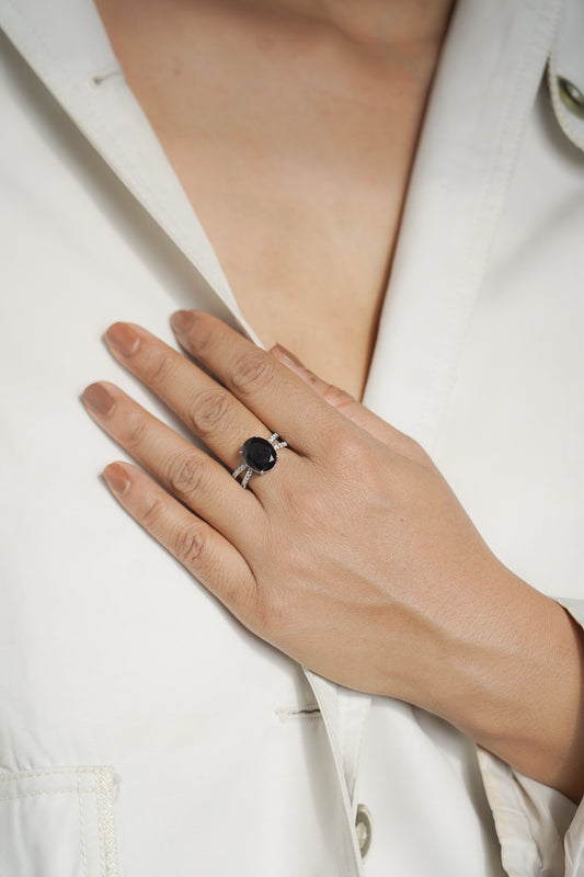 Bond together oval black onyx ring