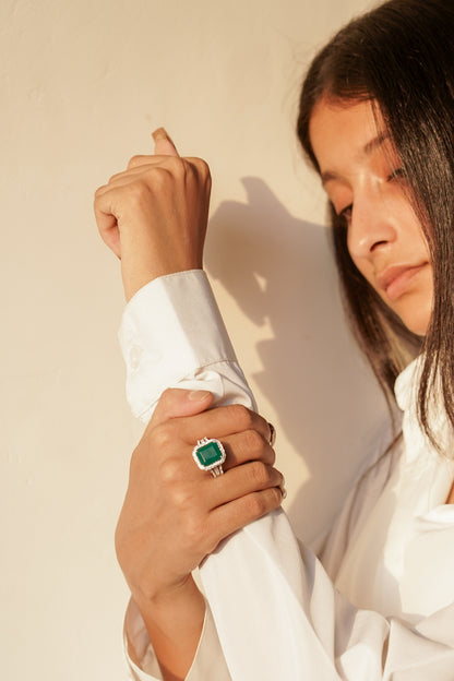 Gleaming Green Onyx Statement Ring