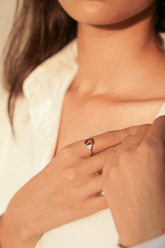 Dinky natural garnet gemstone ring