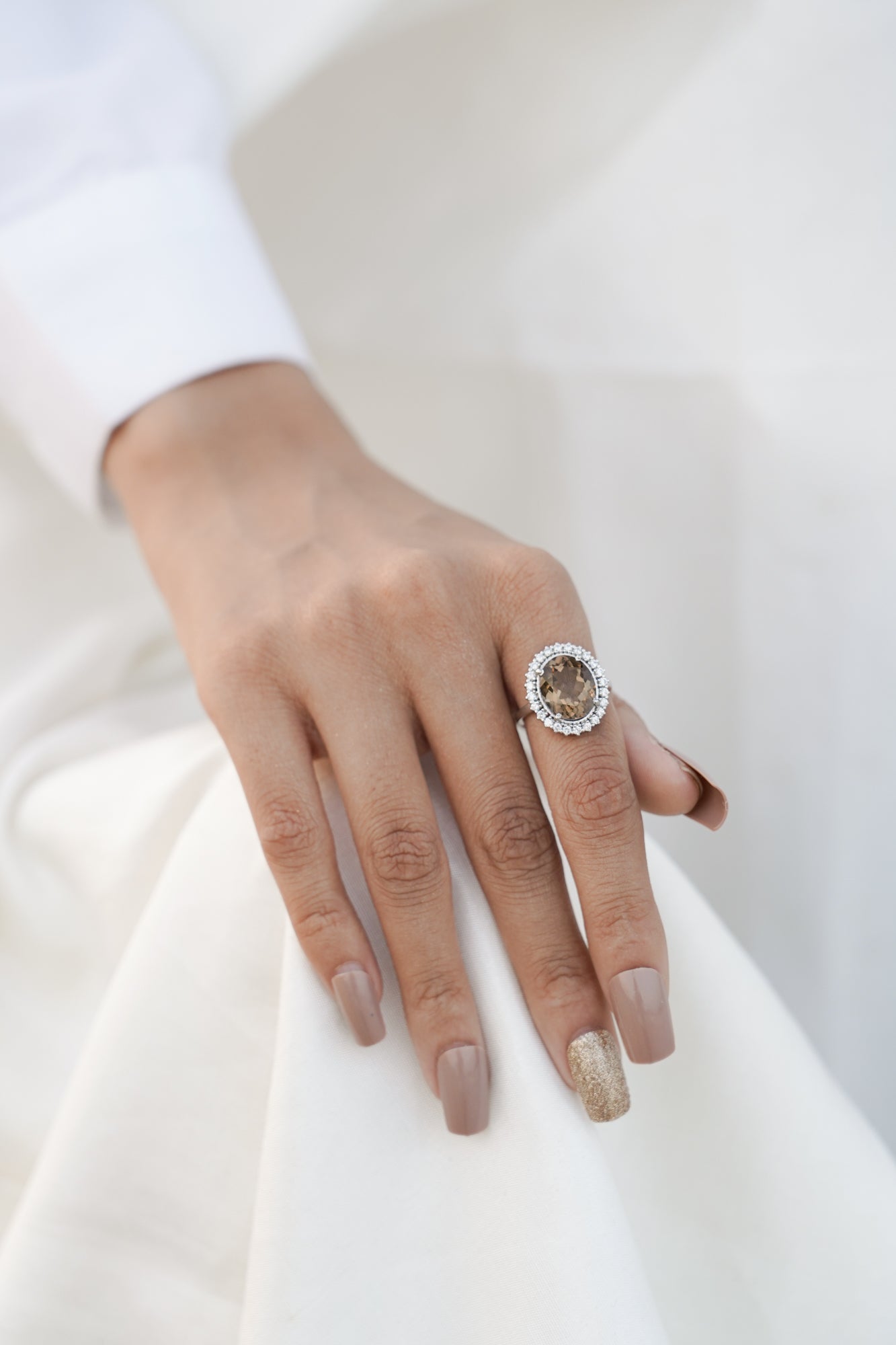 Oval Smoky Statement Ring