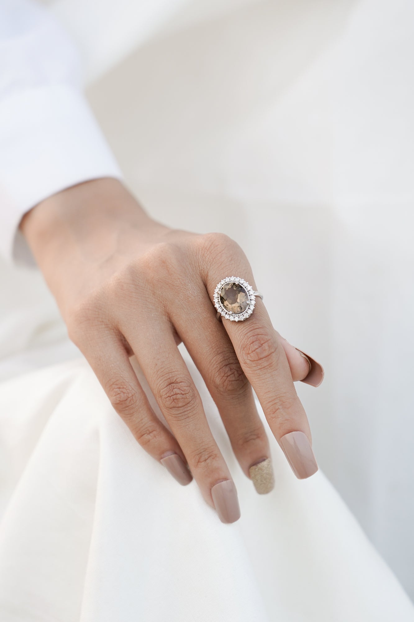 Oval Smoky Statement Ring