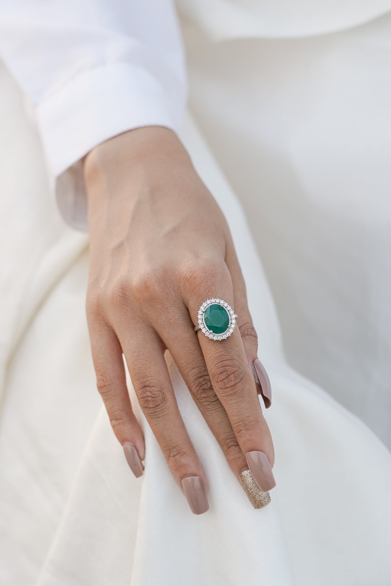 Oval Green Onyx Statement Ring