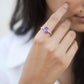 Oval mist natural amethyst ring