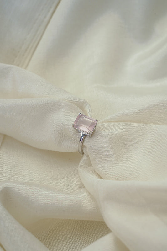 Raw rose quartz allure ring