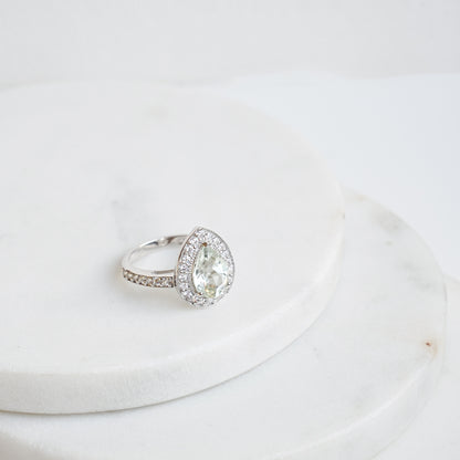 Pear of Joy Green Amethyst Ring