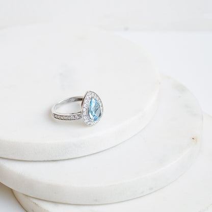 Pear of Joy Sky Blue Topaz Ring