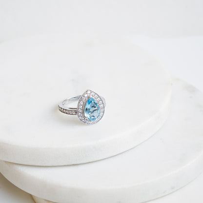 Pear of Joy Sky Blue Topaz Ring