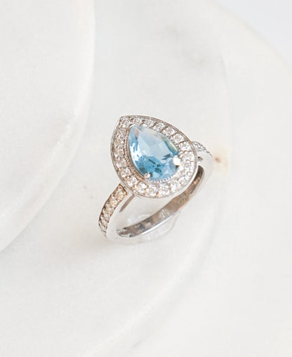 Pear of Joy Sky Blue Topaz Ring