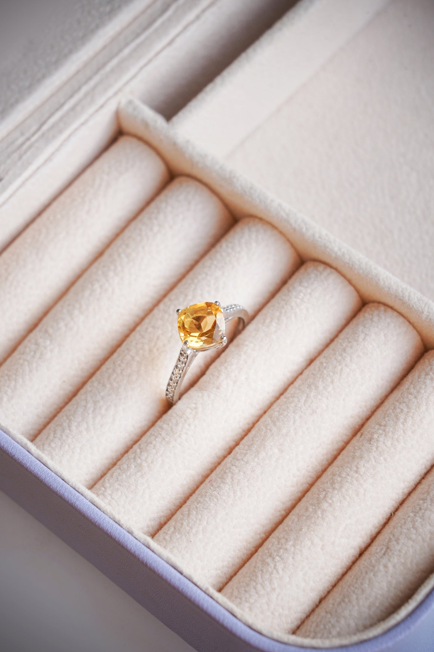 Cushion Mist Natural Citrine Ring