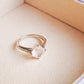 Cushion mist natural rose quartz ring