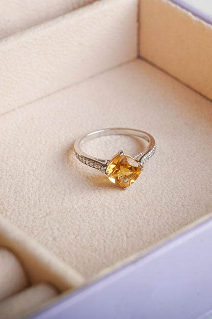 Cushion Mist Natural Citrine Ring