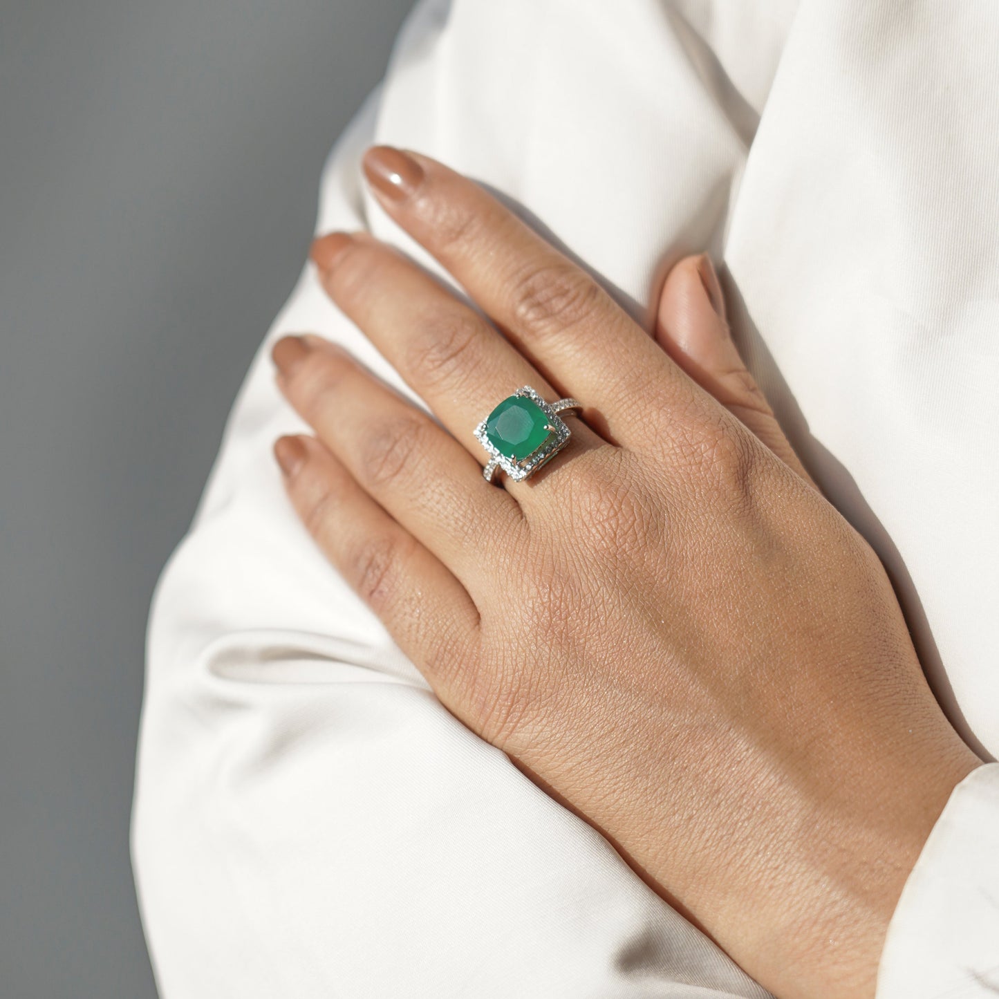 Green Onyx Silver Ring