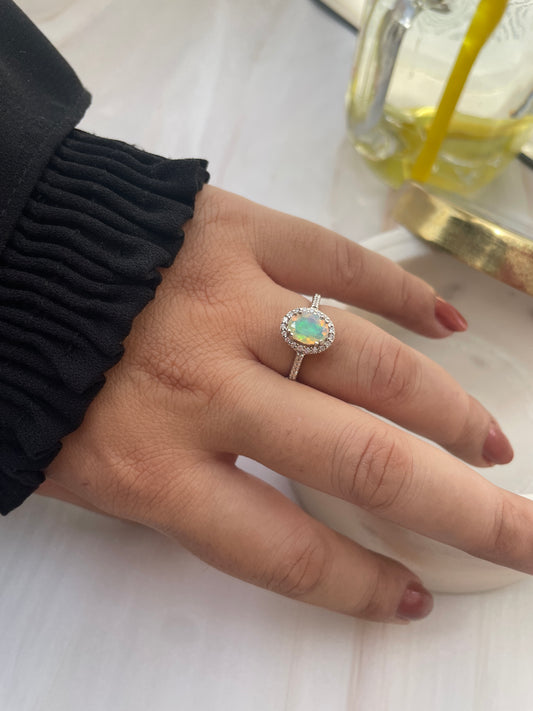 Petite natural ethiopian opal ring