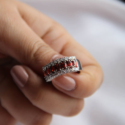 Twinkling Garnet Silver Ring