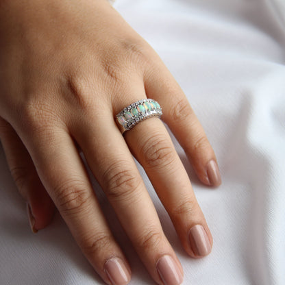 Twinkling Ethiopian Opal Silver Ring