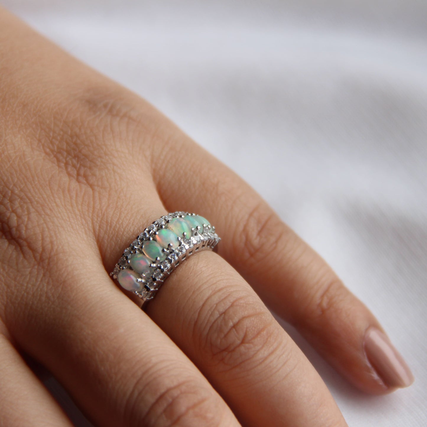 Twinkling Ethiopian Opal Silver Ring