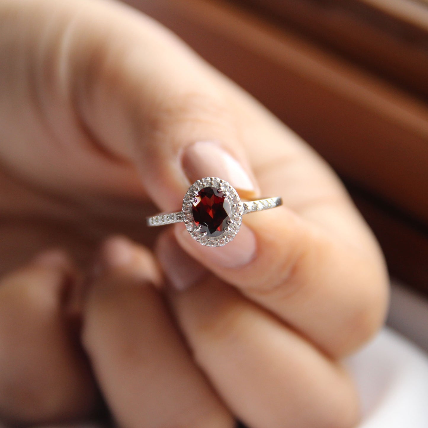 Petite Natural Garnet Ring