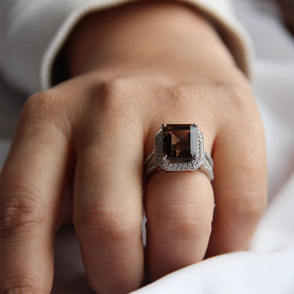 Gleaming Smoky Quartz Statement Ring