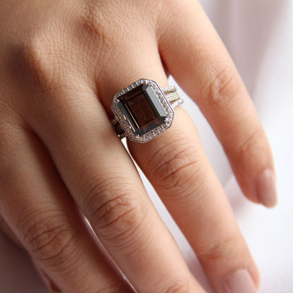 Gleaming Smoky Quartz Statement Ring