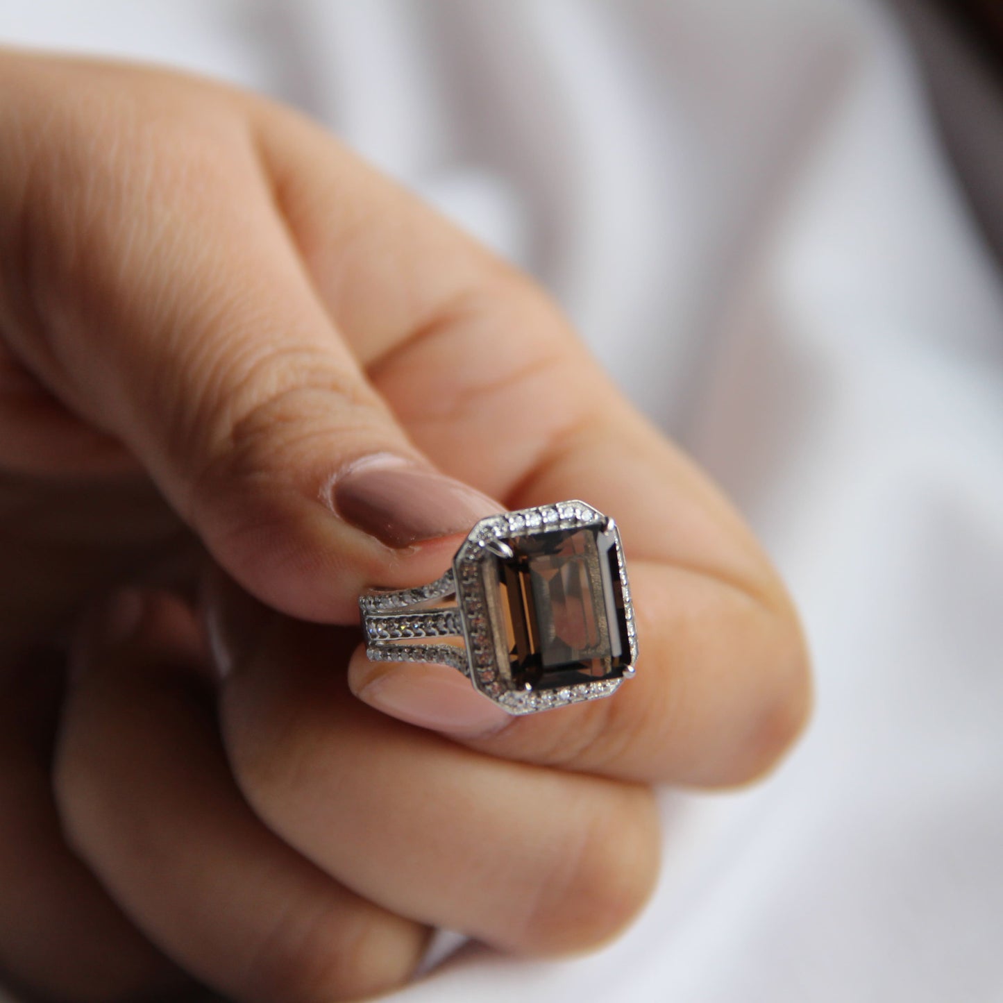 Gleaming Smoky Quartz Statement Ring