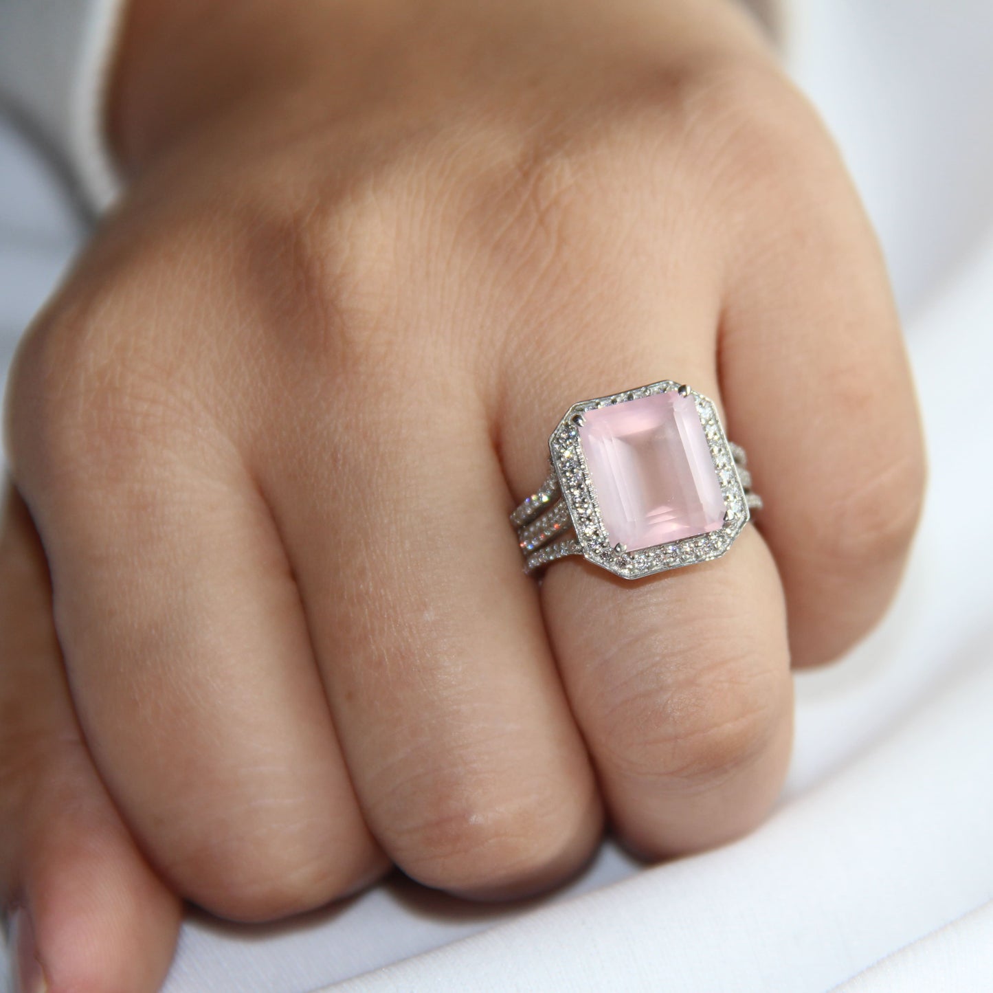 Gleaming Rose Quartz Statement Ring