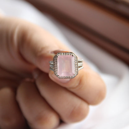 Gleaming Rose Quartz Statement Ring