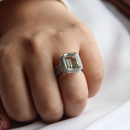 Gleaming Green Amethyst Statement Ring