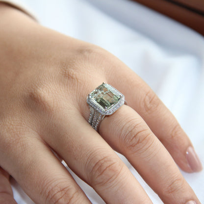 Gleaming Green Amethyst Statement Ring